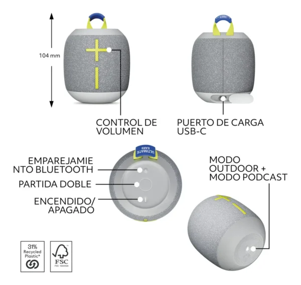 Parlante logitech Ultimate Ears Wonderboom 4 Bluetooth - Imagen 4